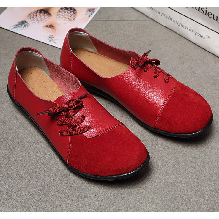 Chaussures de jardin à lacets diagonales en cuir brossé