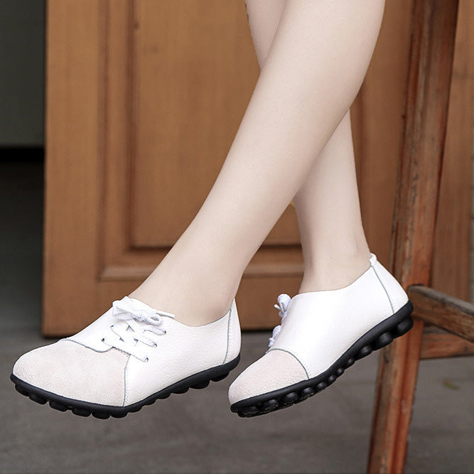 Chaussures de jardin à lacets diagonales en cuir brossé