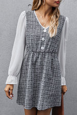 Patchwork Button French Dress