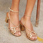 Sandales de villégiature à talons blocs tressés Boho