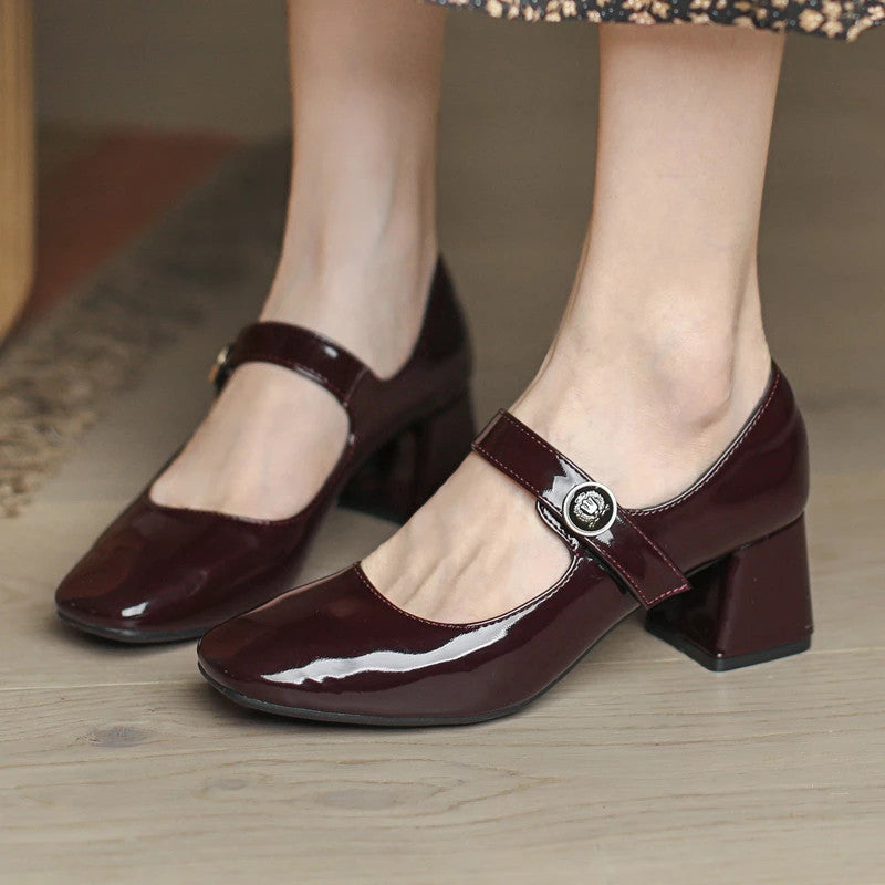 Mocassins rétro à talons sabots Mary Jane 