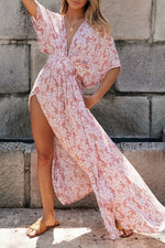 Side Split V-neck Bat Sleeve Dress