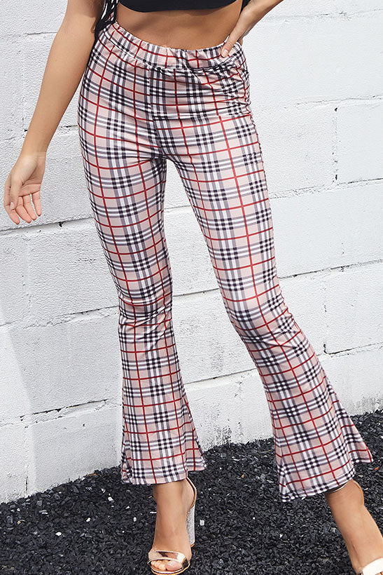 Slim-Fit-Hose mit hohem Bund und weitem Bein. Bedruckt