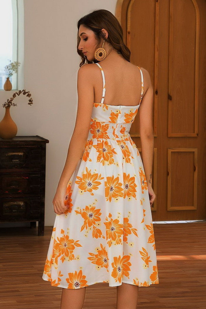V-neck print sexy dress