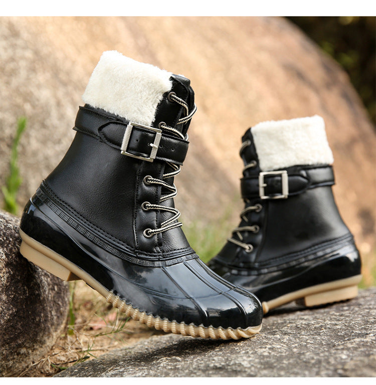 Warme Retro-Entenstiefel aus Kunstwolle