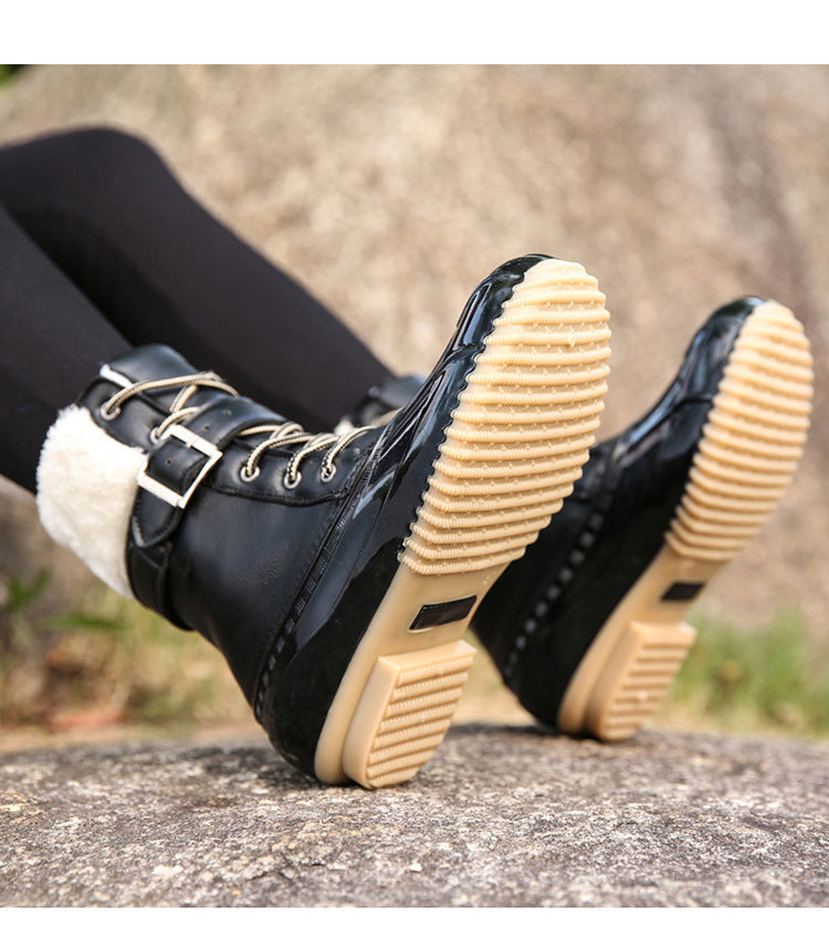 Warme Retro-Entenstiefel aus Kunstwolle