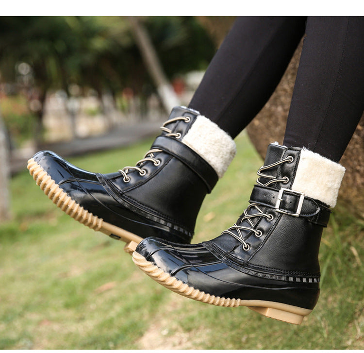 Warme Retro-Entenstiefel aus Kunstwolle