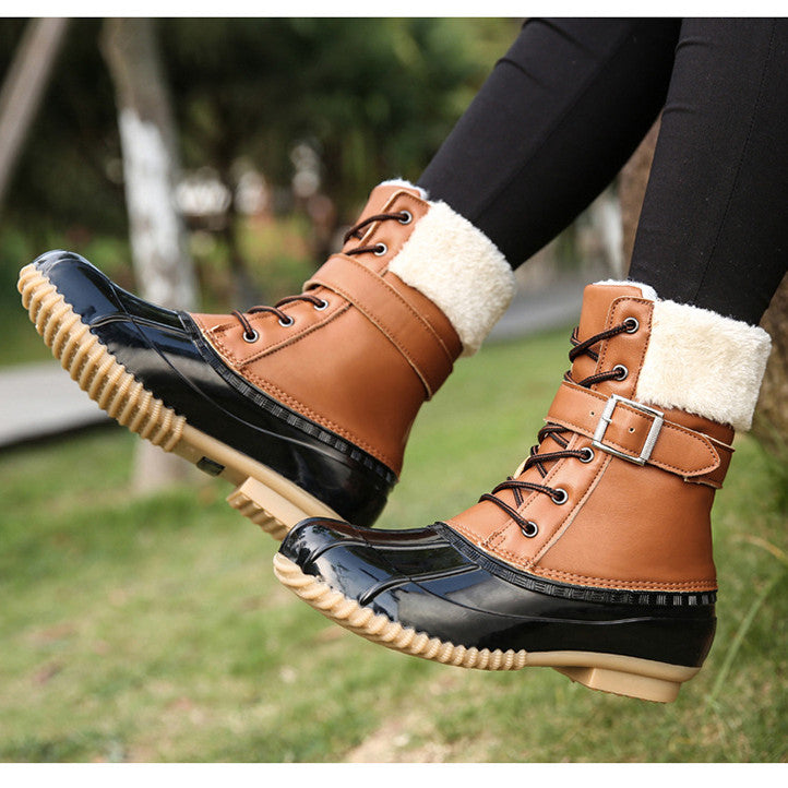 Warme Retro-Entenstiefel aus Kunstwolle