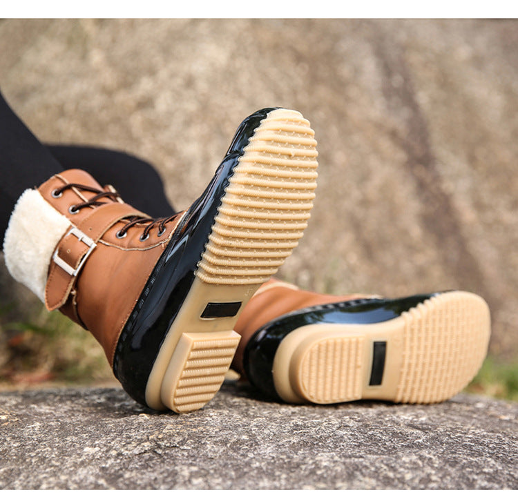 Warme Retro-Entenstiefel aus Kunstwolle