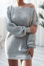 Long-sleeved One-piece collar Loose Knit Sweater Dress
