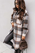 Plaid Print Woolen Coat