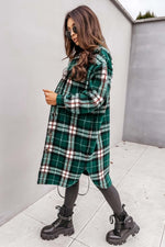 Plaid Print Woolen Coat