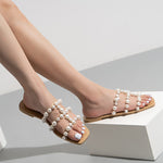 Pantoufles plates bohèmes avec perles 