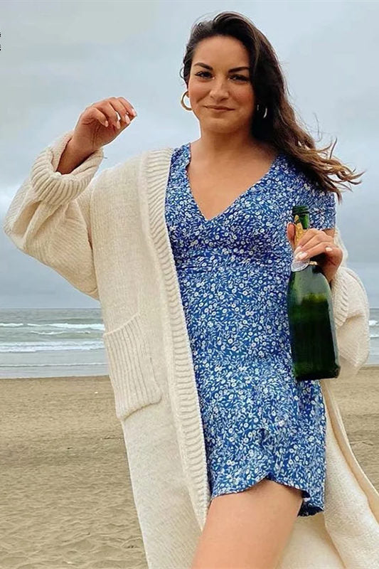 Robe d'été chic à fleurs et col en V