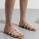 Pantoufles plates bohèmes avec perles 