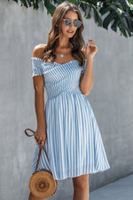 Love Yourself Off Shoulder Striped Dress