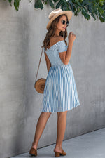 Love Yourself Off Shoulder Striped Dress