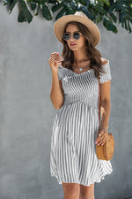 Love Yourself Off Shoulder Striped Dress