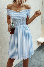 Love Yourself Off Shoulder Striped Dress