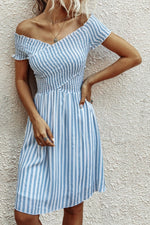Love Yourself Off Shoulder Striped Dress