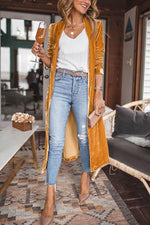 Cheering My Way Samt-Cardigan-Mantel