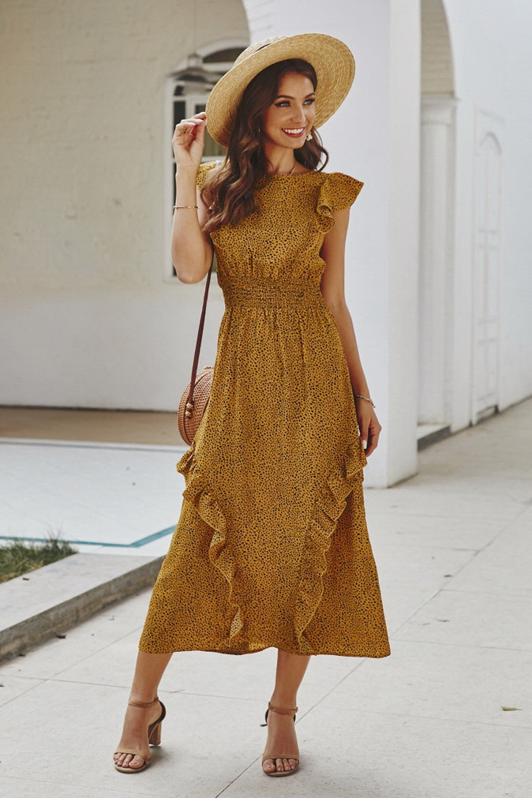 Ruffled Dot Long Dress