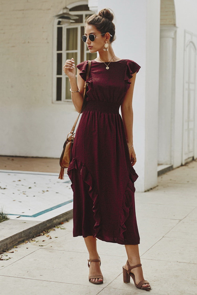 Ruffled Dot Long Dress