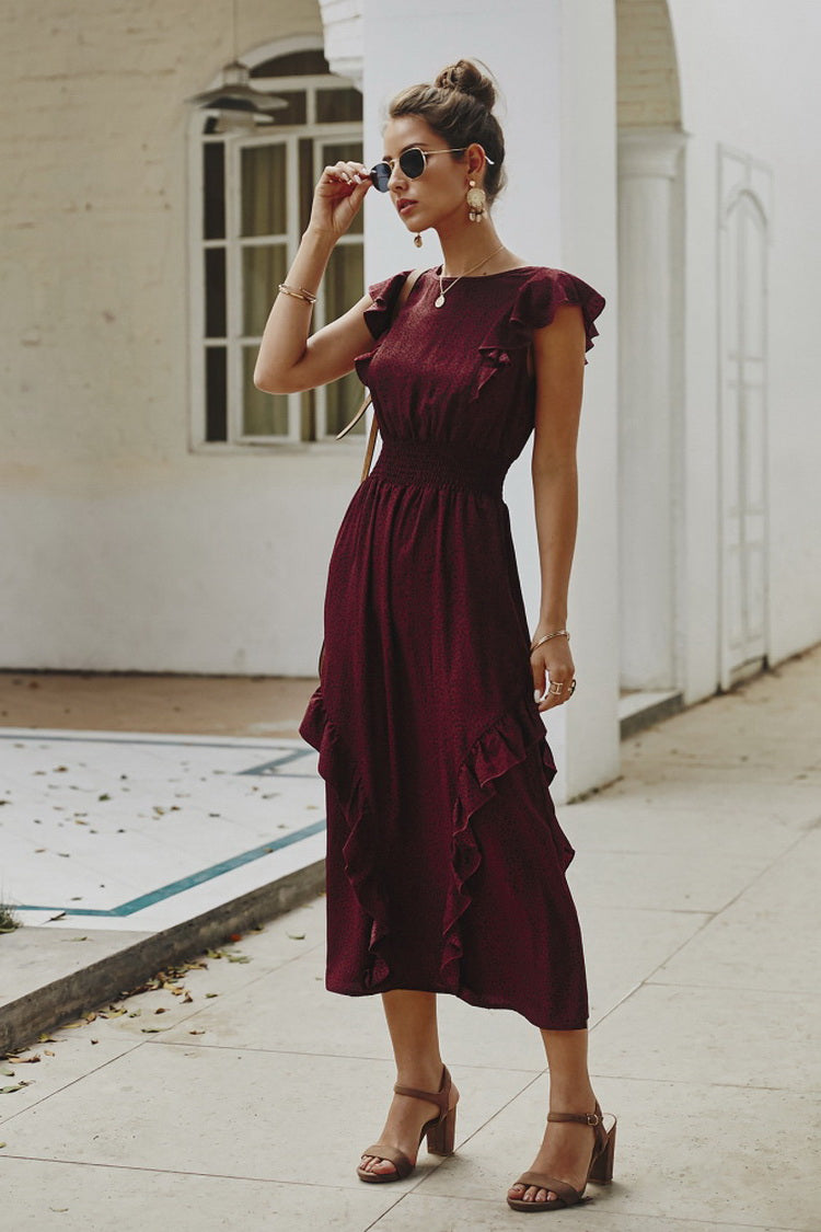 Ruffled Dot Long Dress