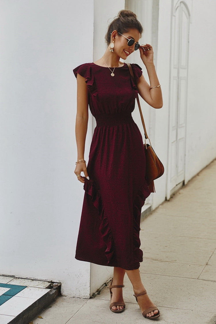 Ruffled Dot Long Dress