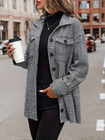 Einreihige Jacke mit Hahnentrittmuster und Pattentaschen