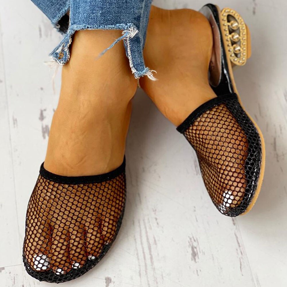 Hohle Mesh-Hausschuhe mit Lochmuster-Absatz