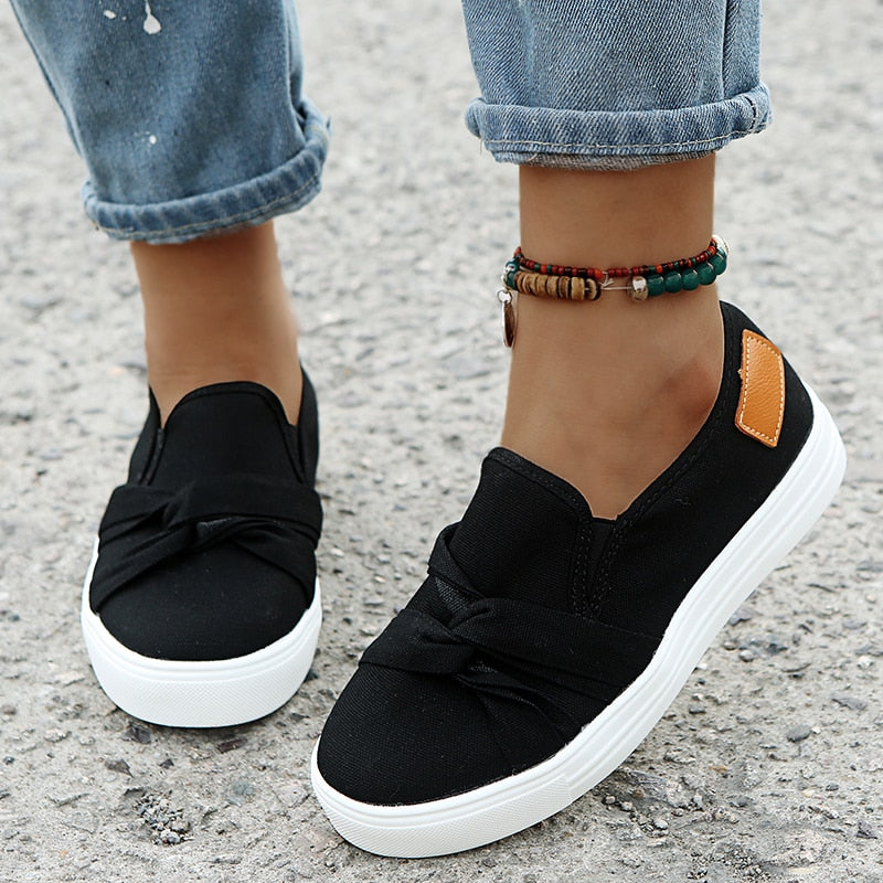 Chaussures vulcanisées en toile de couleur unie