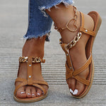 Sandales à chaînes à bout ouvert et bride en T