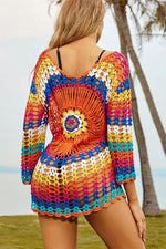 Colorful Knitted Cover Up Beach Dress