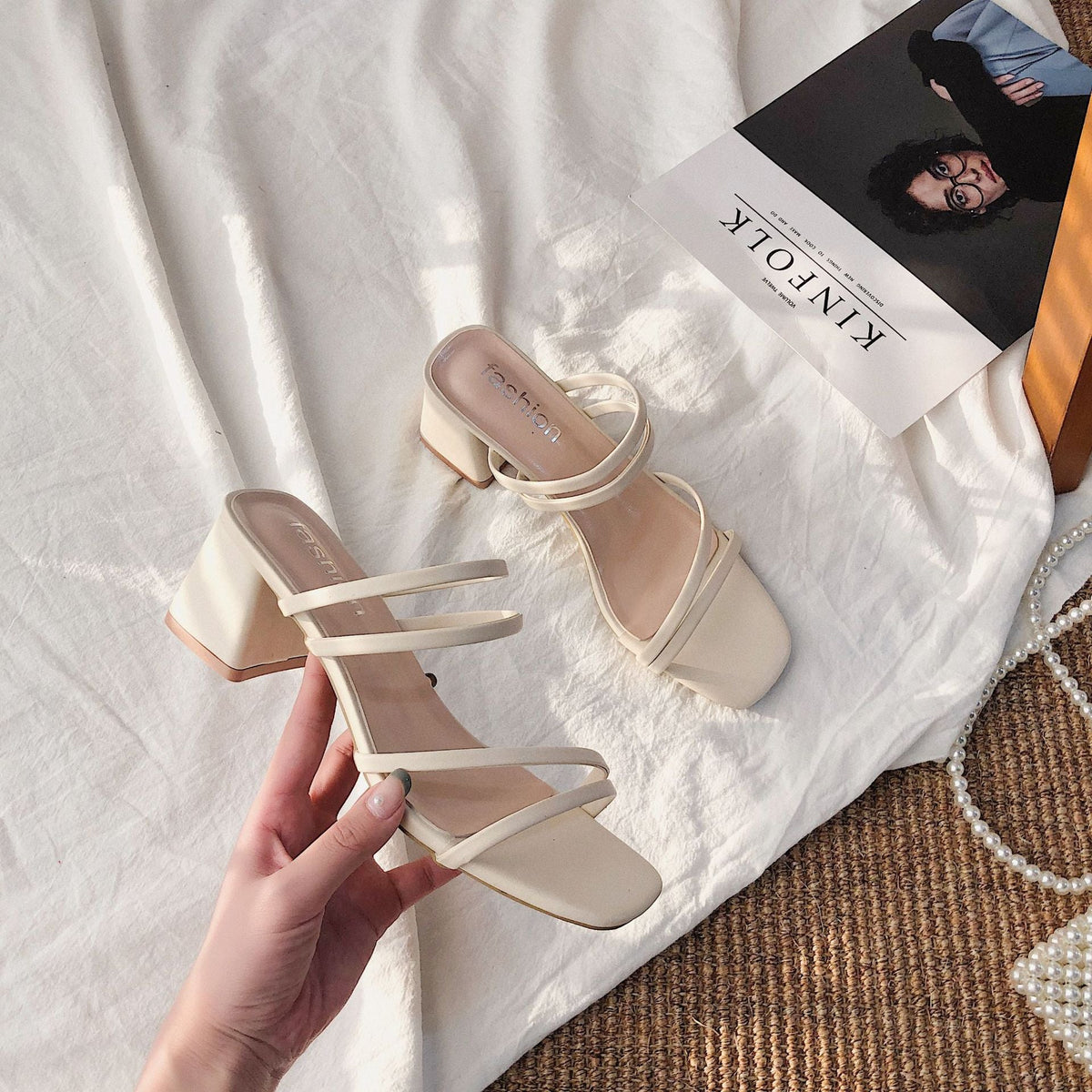 High Heels, quadratische Sandalen mit offener Zehenpartie