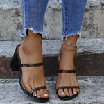 Square Heel Leopard Print High Heel Slippers