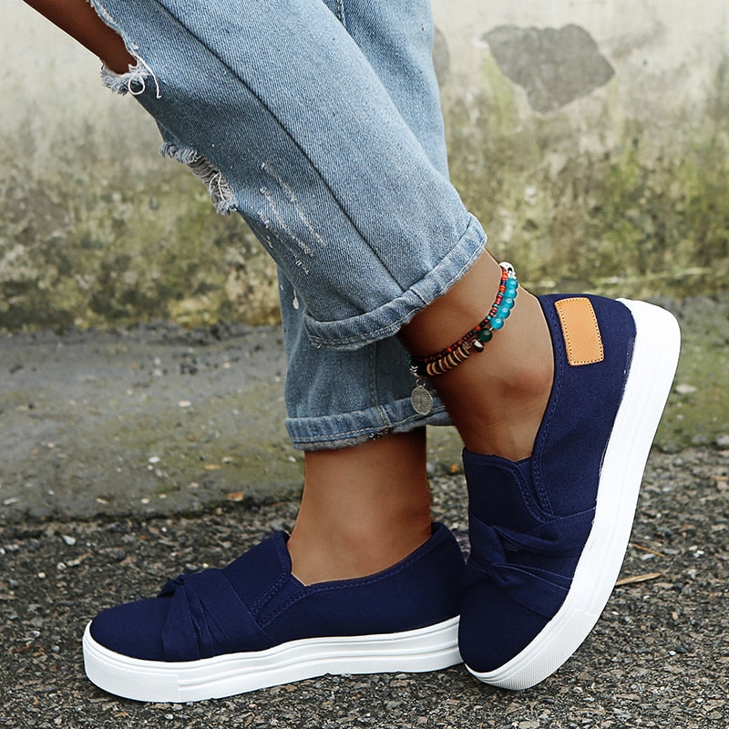 Chaussures vulcanisées en toile de couleur unie