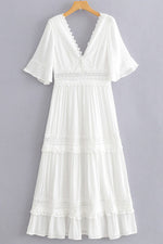 Stitching Embroidery Bohemian Maxi Dress