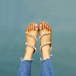 Flache Muschel-Perlen-Strand-Peep-Toe-Schuhe