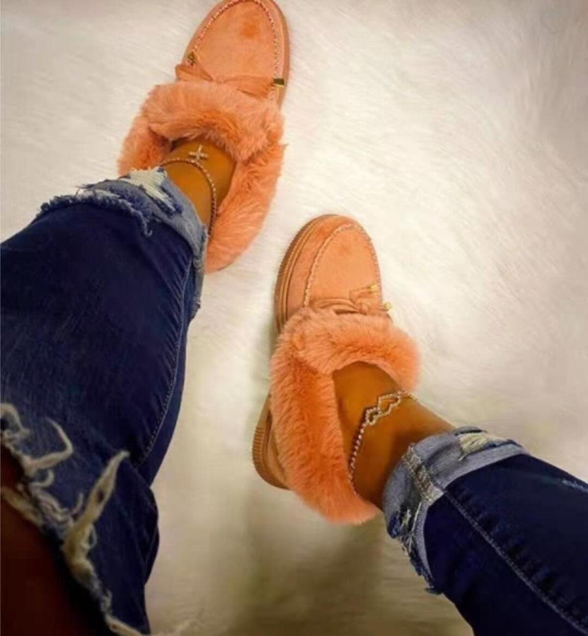 Zapatos de algodón grueso con punta redonda y parte inferior gruesa más terciopelo