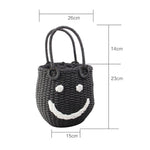 Sac tissé seau Smiley en paille