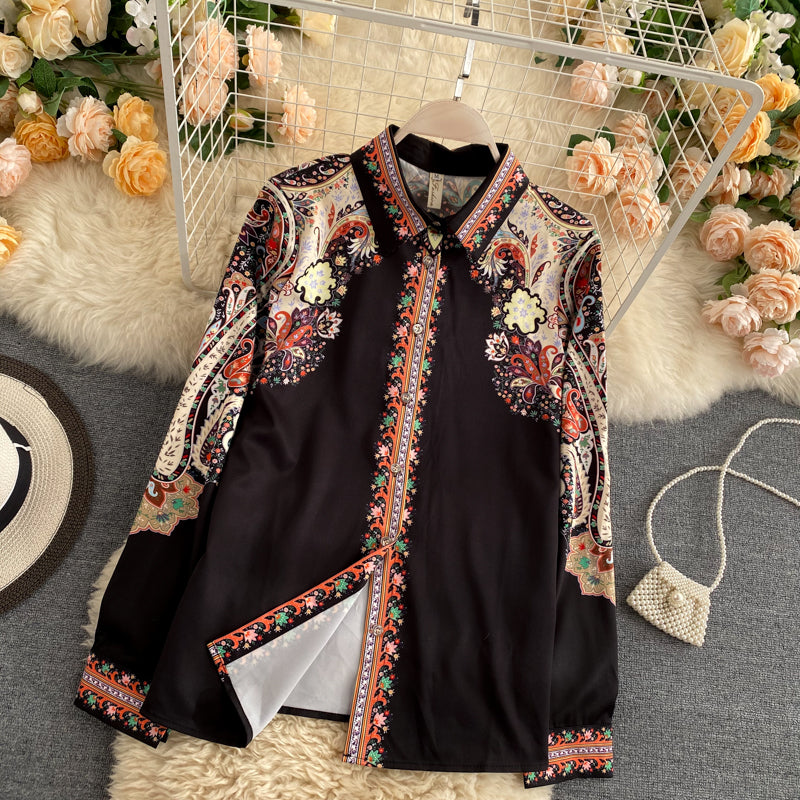 Chemise de voyage de vacances ample et fine rétro