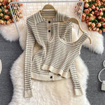 Temperament Plaid Knitted 3 Piece Sets Suit