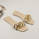 Pantoufles plates à chaîne en métal