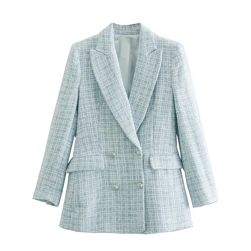 Manteau croisé vintage blazer en tweed