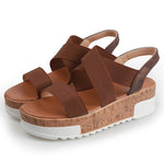 Flache Plateausandalen aus Stretchstoff