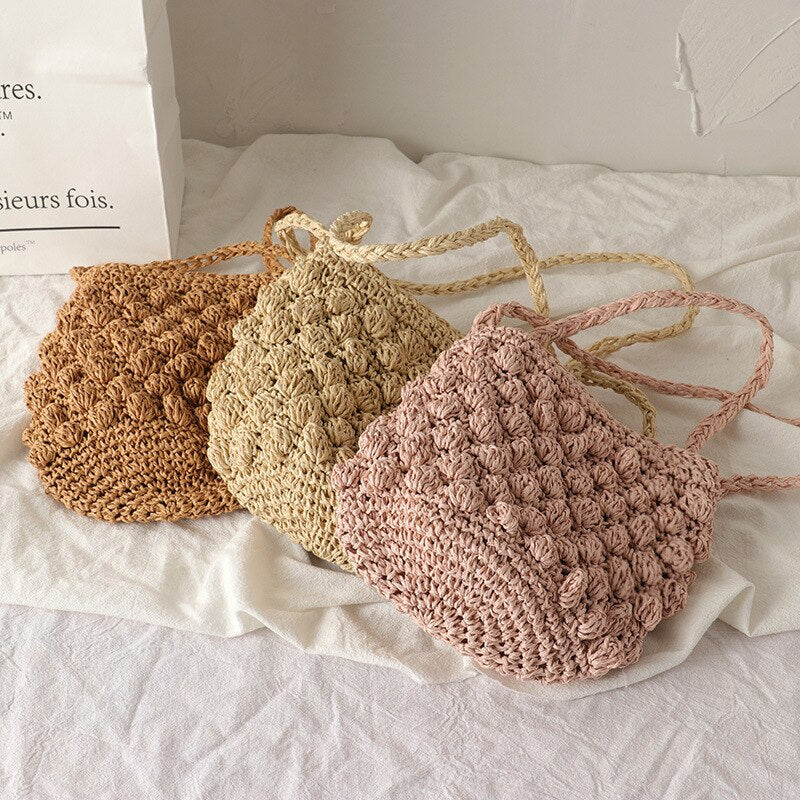 Handgewebte Cossboday-Tasche aus Stroh in Ananas-Optik