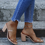 Square Heel Leopard Print High Heel Slippers