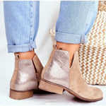 Wildleder-PU-Knöchelstiefel mit Reißverschluss 