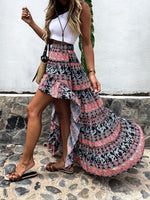 Summer's Tail Asymmetric Floral Skirt